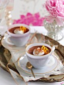 Chocolate and coffee mousse with chilli served in coffee cups
