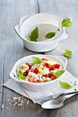 Risotto with tomatoes, mozzarella and basil