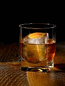 A glass of Bourbon on the rocks
