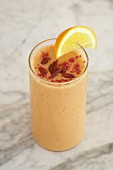 A cocoa smoothie with goji berries