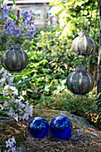 Candle lanterns in garden