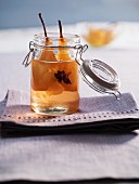 Pears in syrup in a glass jar
