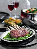 Rack of lamb with a mustard, rosemary and garlic crust