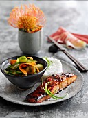 Salmon teriyaki with rice (Japan)