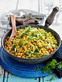 Corn with spring onions, chilli and coriander