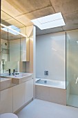 Bright, modern bathroom with clear lines