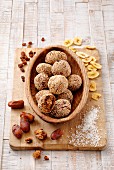 Fruit bread balls with sesame seeds and coconut