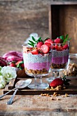 Strawberry and chia pudding with granola