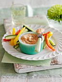 Smoked trout and dill pâté with vegetable sticks