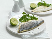 Seabass fillets with pepper and lime