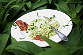 Wild garlic risotto with bacon