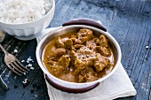 Lamb curry with rice (India)
