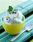 Lime ice cream with mint