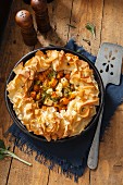 Filo pastry dish with roasted butternut squash, feta and thyme