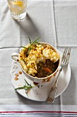 Shepherd's Pie with mashed potatoes (England) served in a vintage cup
