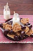 Classic nut bars with chocolate tips