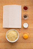 Ingredients for puff pastry sticks with Appenzeller cheese