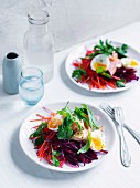 Smoked trout, carrot and beetroot salad