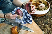Grilled beetroot in a yeast dough casing (camping)