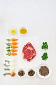 Zutaten für die Zubereitung von Wagyu-Steak