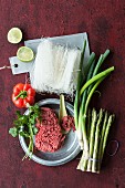 Ingredients for glass noodle salad