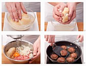 Classic meatballs being made