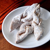 Lithuanian Christmas treats fried dough with powdwered sugar