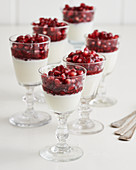 Panna cotta with pomegranate seeds