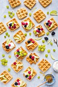 Waffles topped with fresh fruit