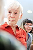 Woman with dementia with social care worker