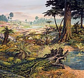Jurassic landscape, illustration
