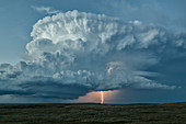 Supercell thunderstorm and lightning, South Dakota, USA