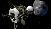 Altair and Orion spacecraft at the Moon, illustration