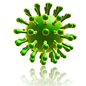 Influenza H1N1 virus particle, illustration
