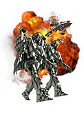 Robotic soldiers with ball of fire