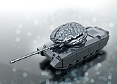 Human brain on army tank