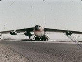 X-15 aircraft's B-52 mothership taking off, 1960s