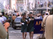 Crowding of Apollo 11 astronauts at Houston parade, 1969