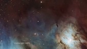 M78 nebula, visible light-infrared cross-fade