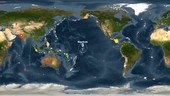 Global earthquakes from 2001 to 2015, animation