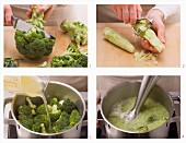 Cream of broccoli soup being made