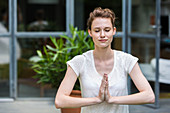 Woman performing a yoga exercise