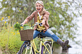 Woman riding her bike