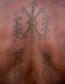 Body art on the back of a Wodaabe man