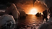 Surface of TRAPPIST-1f exoplanet, illustration