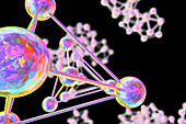 Close-up view of molecules, illustration