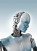 Robot with wires in neck