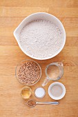Ingredients for wholemeal spelt bread