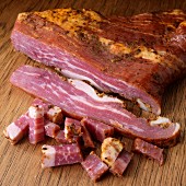 Cajon spicey Tasso ham in chunk, slice and cubes