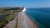 Cuckmere Haven beaches and cliffs, aerial footage